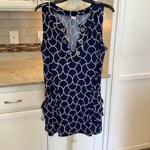 Saint Tropez West Navy & White Sleeveless Dress Sz Medium Beach